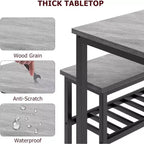 Ensemble table à manger pour 4, table de cuisine avec 2 chaises et un banc, ensemble de salle à manger 4 personnes pour appartement, cuisine, petit espace, gris